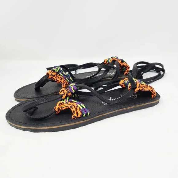 New Free People Black Rope Gladiator Tie Sandals 37 - Picture 3 of 5